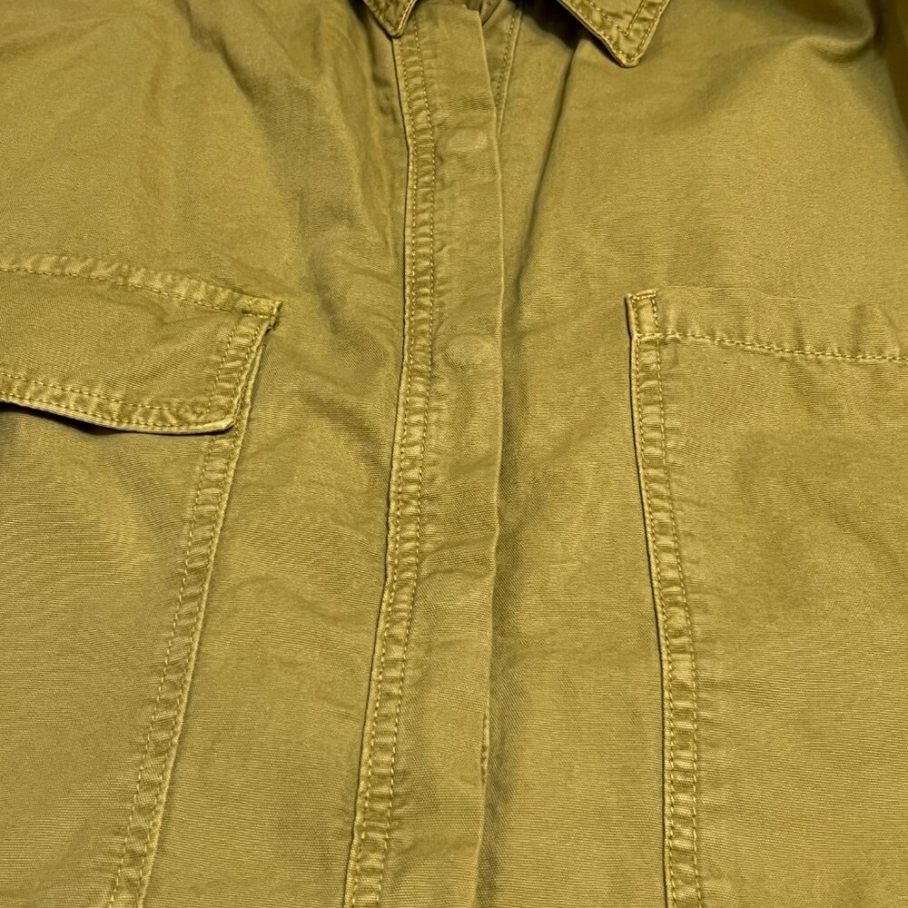 NWT ZARA Women’s L Army Green Utility Overshirt NWT Longline Cotton Jacket Top - Picture 4 of 8